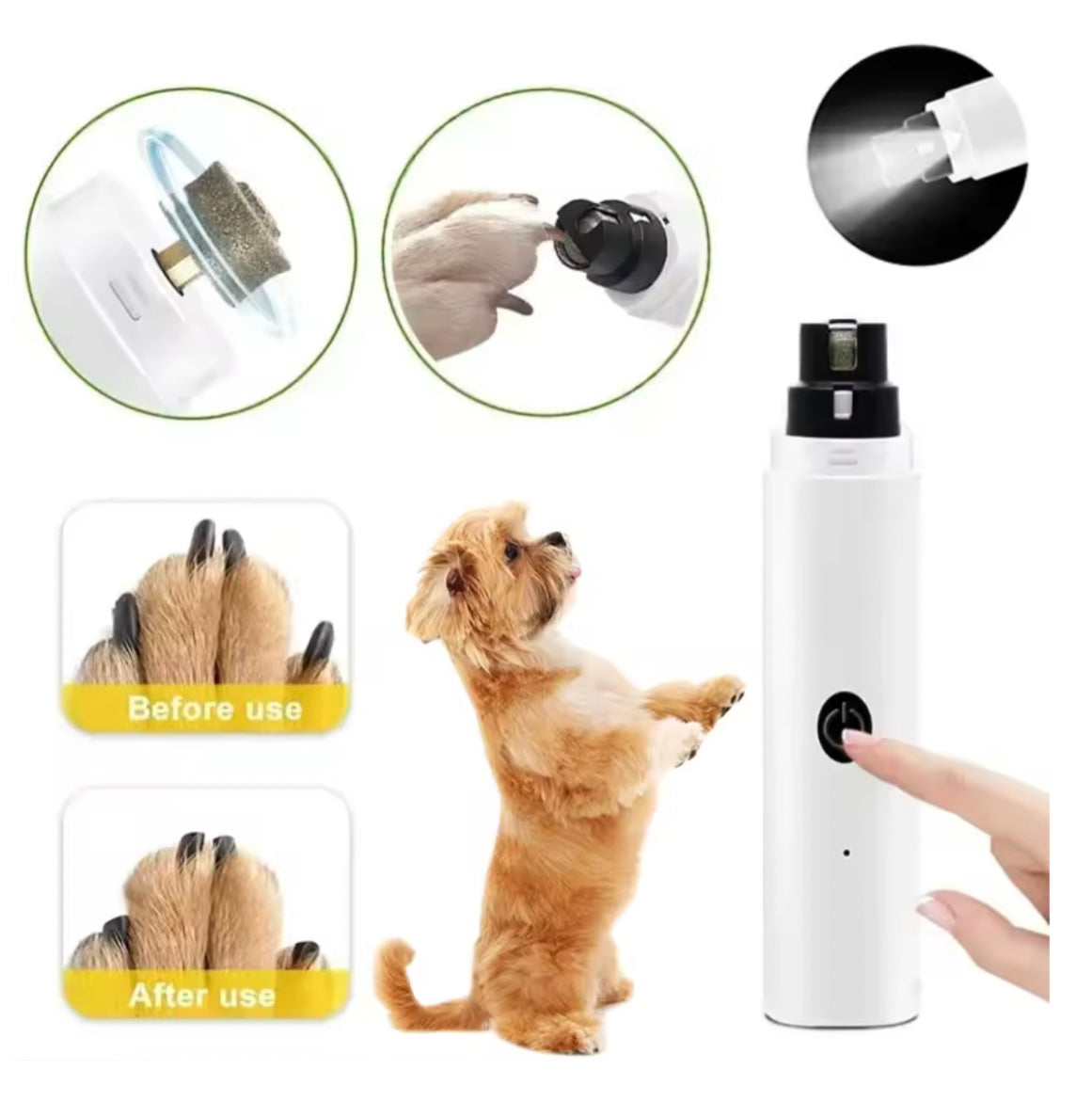 ThePawsnTails™ Stress-Free Pet Nail Grinder with LED Light