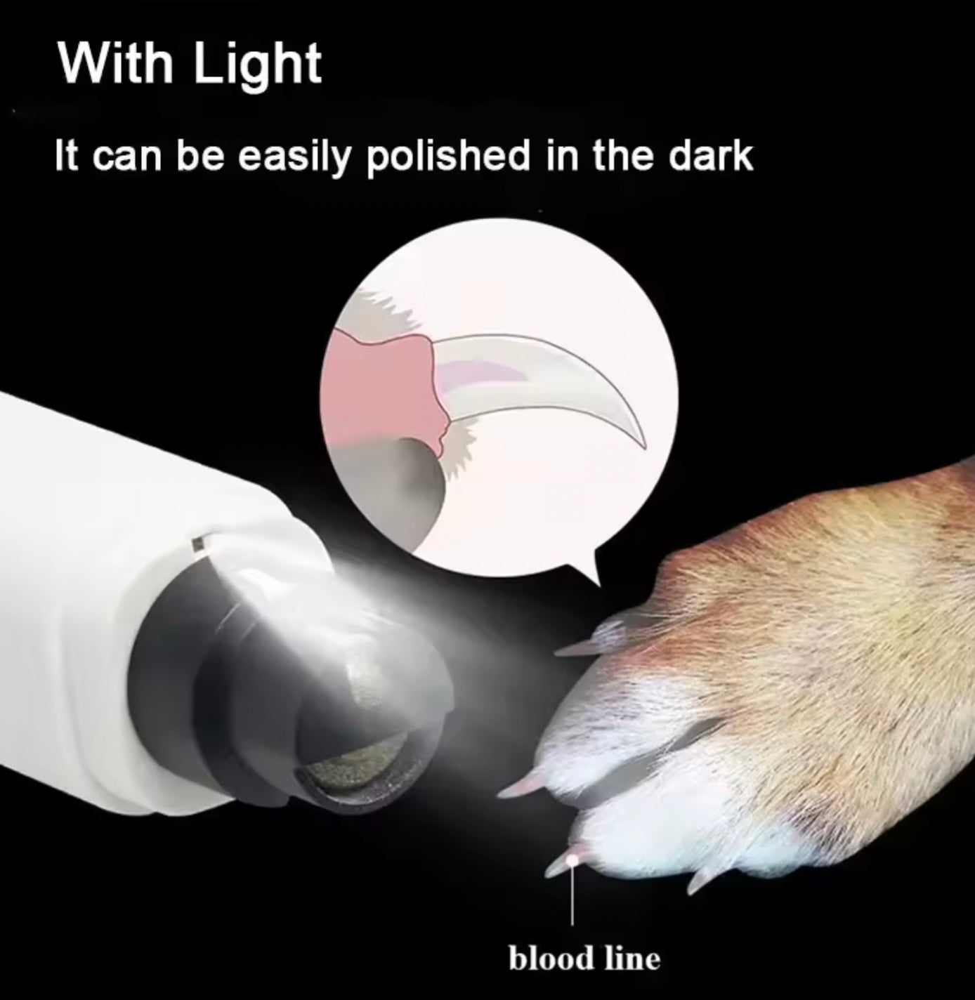 ThePawsnTails™ Stress-Free Pet Nail Grinder with LED Light